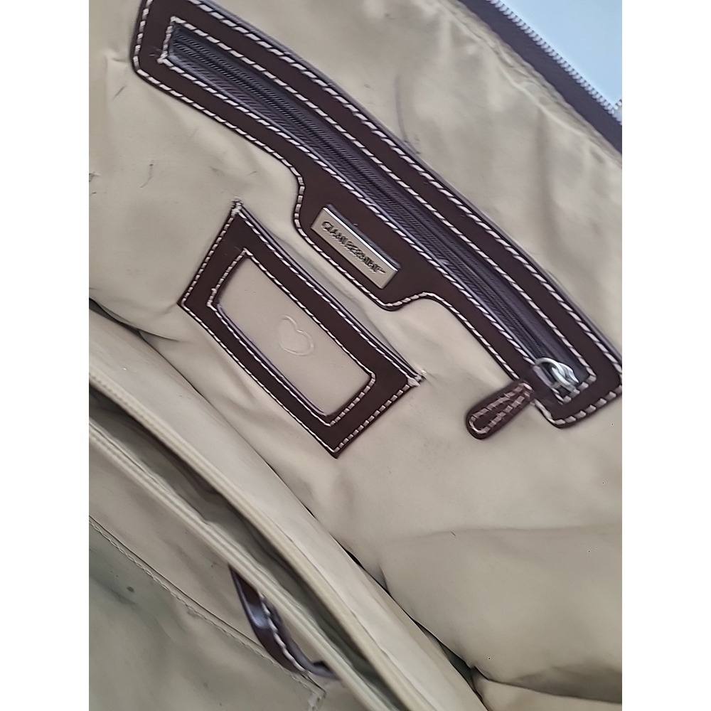 Giani Bernini Genuine Leather Portfolio Business Tote Brown Multi Pockets Zipper - Picture 5 of 16